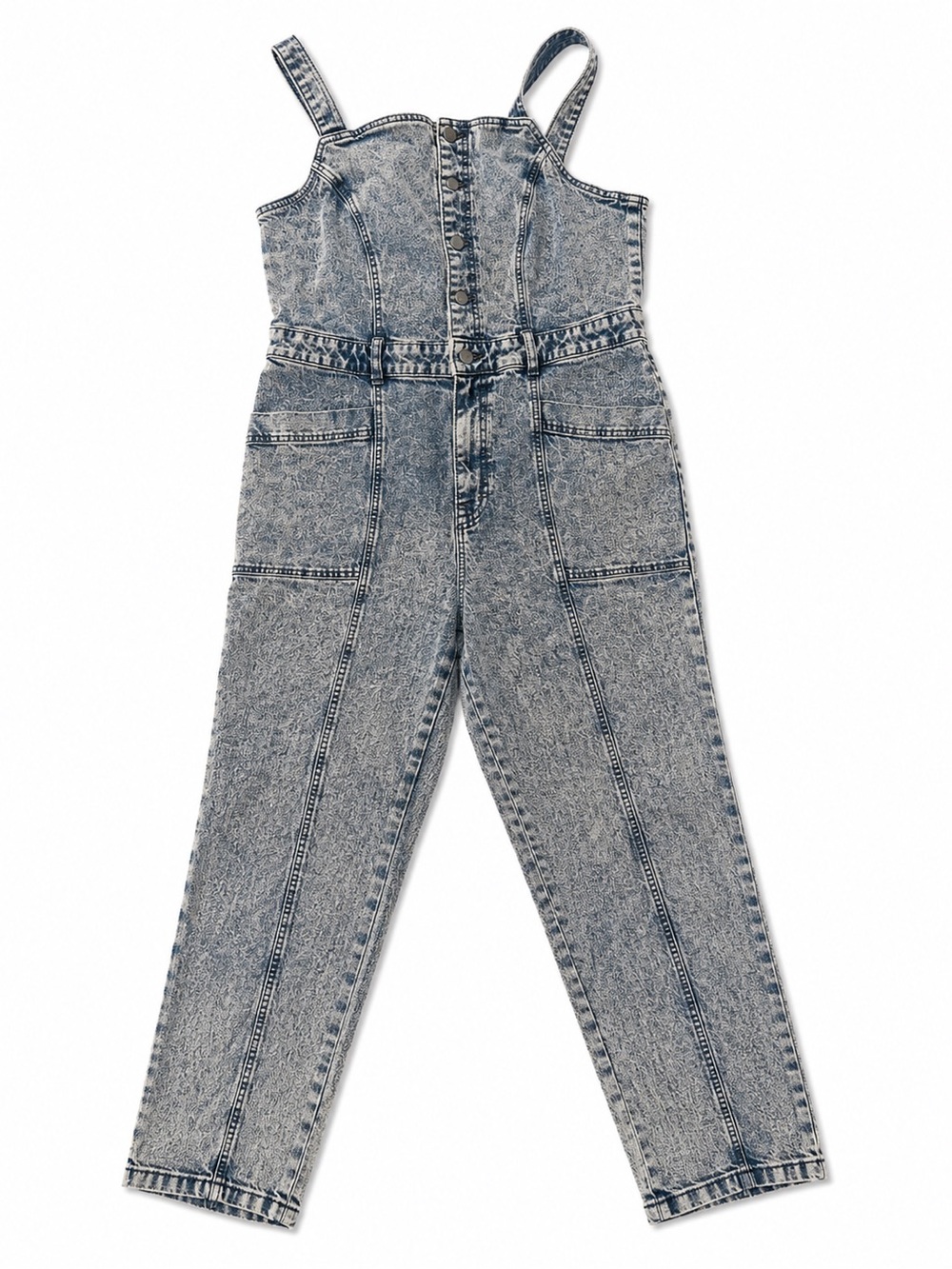 Source Unknown Acid Wash Denim Jumpsuit - Blue